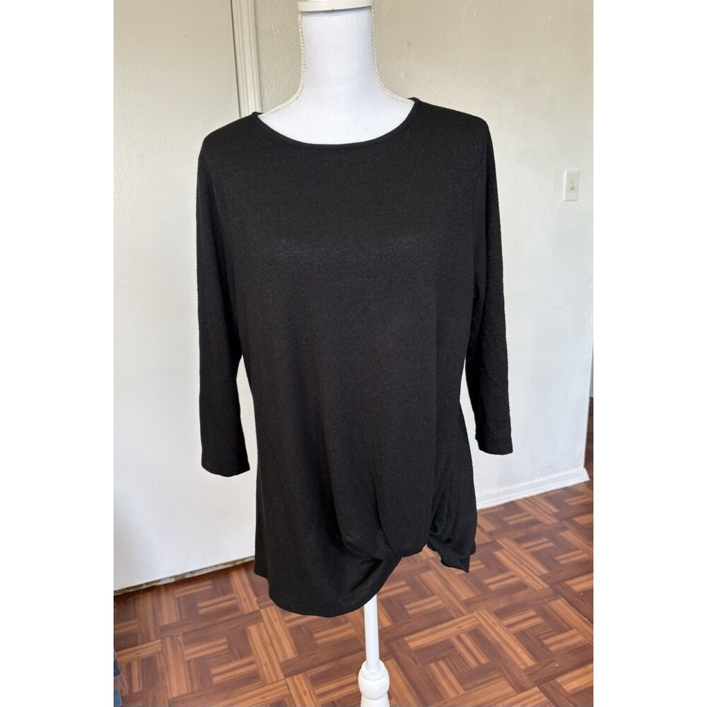 Matty M Women’s Black Long Sleeve Crew-neck Top Size Large
